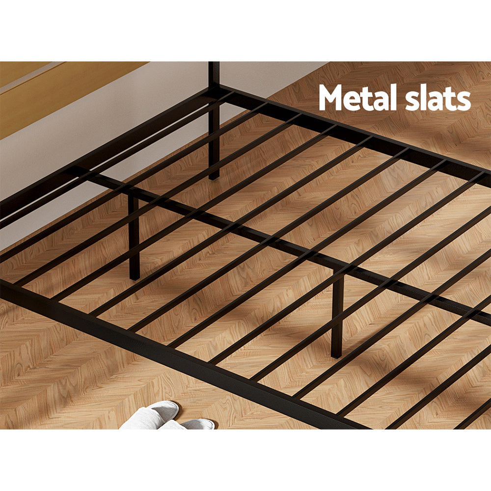 Artiss Paula Rustic Metal Bed Frame — Double Platform Base, Black