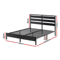 Por LED Metal Bed Frame with Charging Station — Double