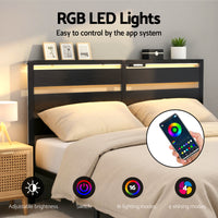 Por LED Metal Bed Frame with Charging Station — Double
