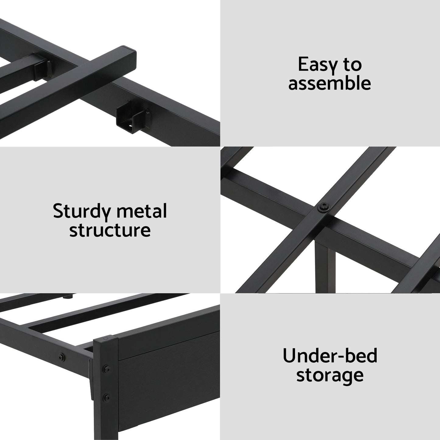 Por LED Metal Bed Frame with Charging Station — Double
