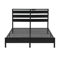 Artiss Bed Frame Queen Size LED Metal Bed Base with Charging Station