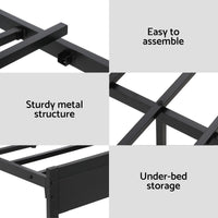 Artiss Bed Frame Queen Size LED Metal Bed Base with Charging Station