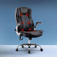 Artiss 8-Point Massage Office Chair — PU Leather Black