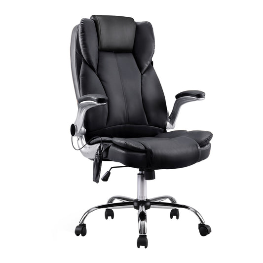 Artiss 8-Point Massage Office Chair — PU Leather Black