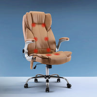 Artiss 8-Point Massage Office Chair — PU Leather Brown