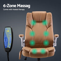 Artiss 8-Point Massage Office Chair — PU Leather Brown