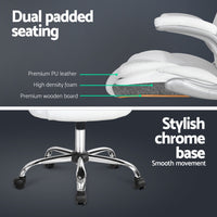 Artiss 8-Point Massage Office Chair — PU Leather White