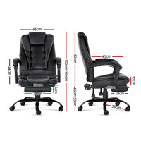 Artiss 2-Point Massage Office Chair with Footrest — PU Leather Black