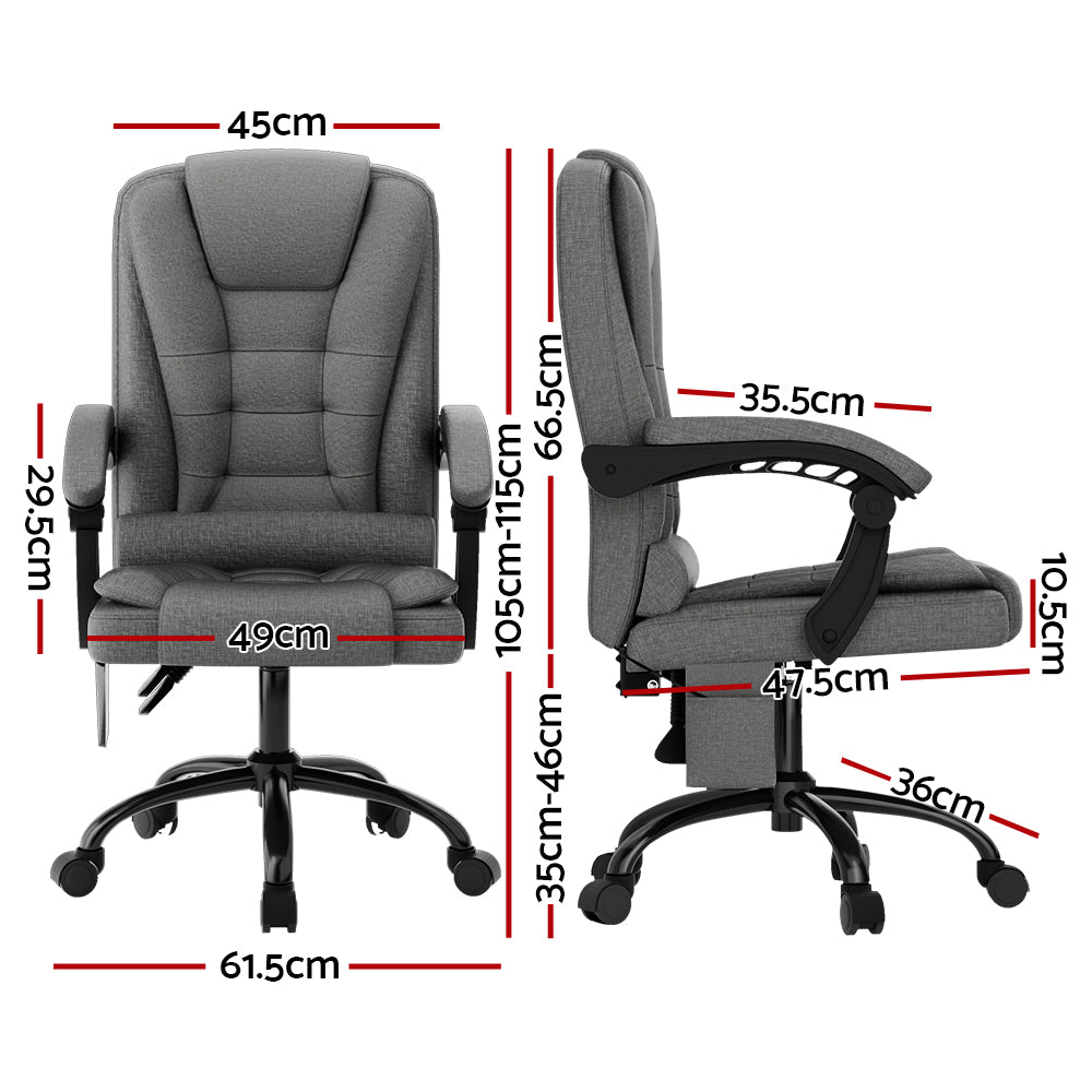 Artiss 2-Point Massage Office Chair — Fabric Black