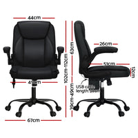 Artiss 2-Point Massage Office Chair — Mid Back PU Leather Black