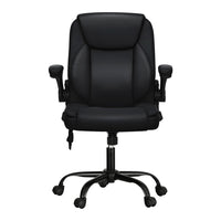 Artiss 2-Point Massage Office Chair — Mid Back PU Leather Black