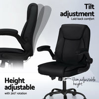 Artiss 2-Point Massage Office Chair — Mid Back PU Leather Black