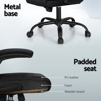 Artiss 2-Point Massage Office Chair — Mid Back PU Leather Black