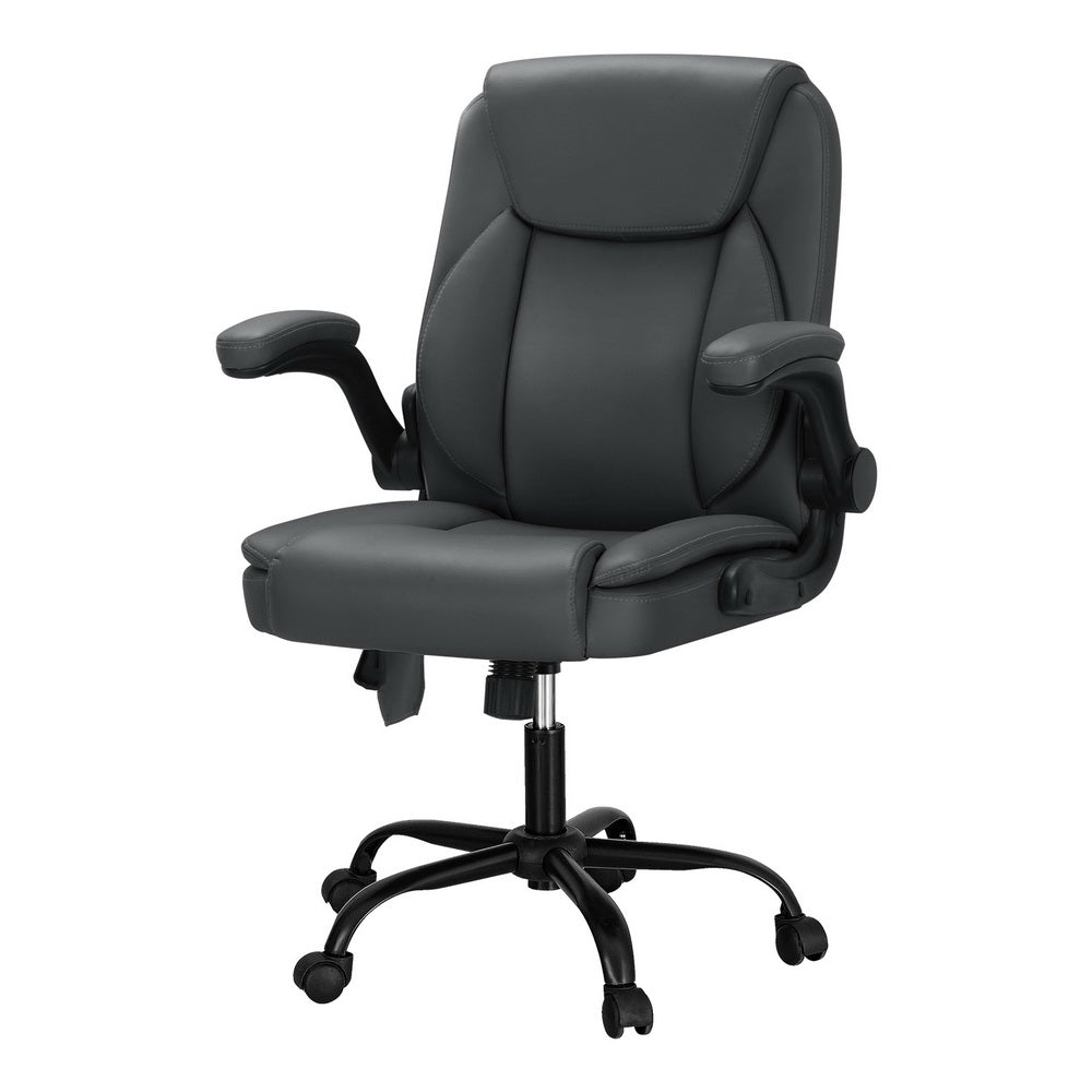 Artiss 2-Point Massage Office Chair — Mid Back PU Leather Grey
