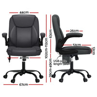 Artiss 2-Point Massage Office Chair — Mid Back PU Leather Grey