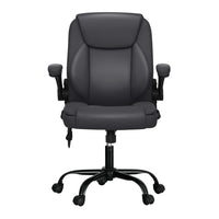 Artiss 2-Point Massage Office Chair — Mid Back PU Leather Grey