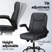 Artiss 2-Point Massage Office Chair — Mid Back PU Leather Grey