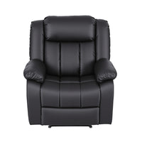 Artiss Manual Massage Recliner Chair for Living Room, Leather Sofa Lounge Reclining Chair with 2 USB Port, 160° Recline Reading Chair with 20CM Wide Armrests, 8 Point Vibration & Lumbar Heat, Black