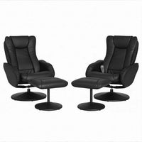 Artiss Heated Massage Recliner Chair with Ottoman — Set of 2, Black PU Leather
