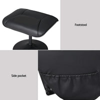 Artiss Heated Massage Recliner Chair with Ottoman — Set of 2, Black PU Leather