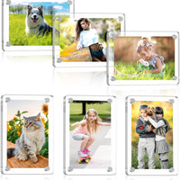 Magnetic Picture Frames for Refrigerator, 2.36 x 3.54 Inch Mini Fridge Magnetic Photo Frame, Double Sided Magnet Acrylic Picture Frame for Fridge/Locker (6Pack)