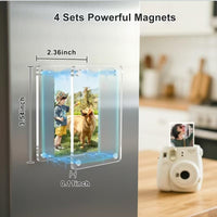 Magnetic Picture Frames for Refrigerator, 2.36 x 3.54 Inch Mini Fridge Magnetic Photo Frame, Double Sided Magnet Acrylic Picture Frame for Fridge/Locker (6Pack)