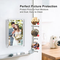 Magnetic Picture Frames for Refrigerator, 2.36 x 3.54 Inch Mini Fridge Magnetic Photo Frame, Double Sided Magnet Acrylic Picture Frame for Fridge/Locker (6Pack)