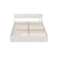 Aura LED Bed Frame with Charging Ports & Storage — Double, White