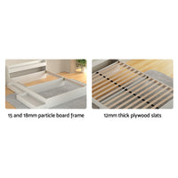 Aura LED Bed Frame with Charging Ports & Storage — Double, White