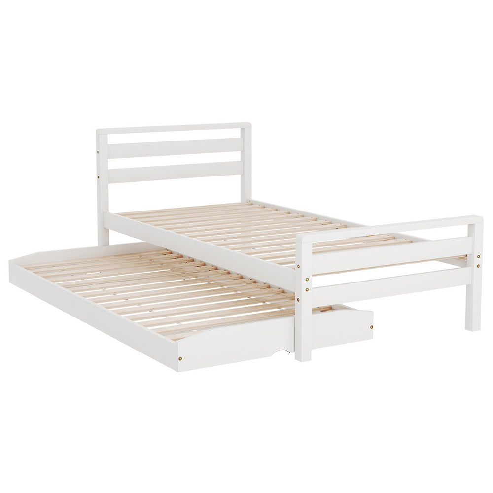 Avis Trundle Bed Frame — Single, White