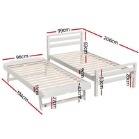 Avis Trundle Bed Frame — Single, White