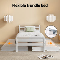 Avis Trundle Bed Frame — Single, White