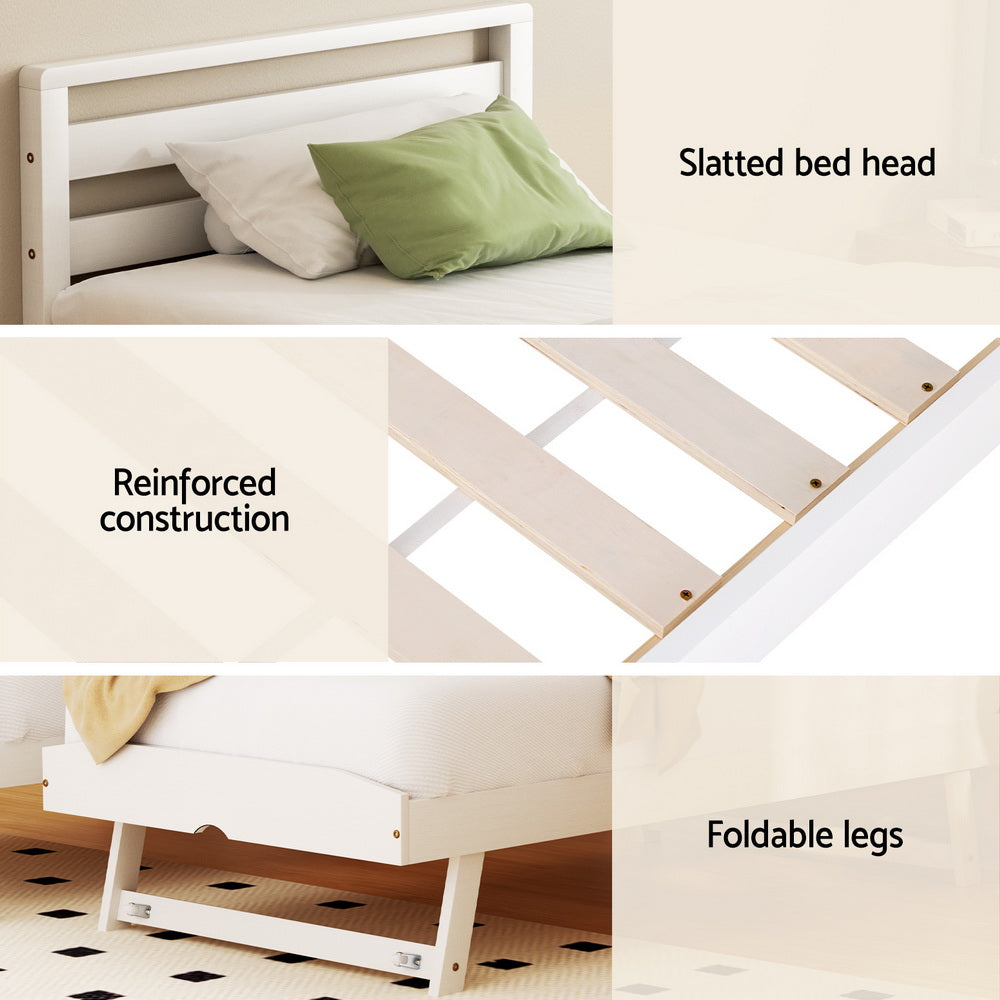 Avis Trundle Bed Frame — Single, White