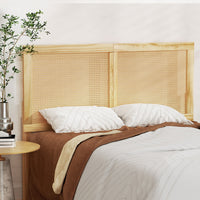 Artiss Bruno Rattan Headboard Bed Frame — Double Solid Pine Base