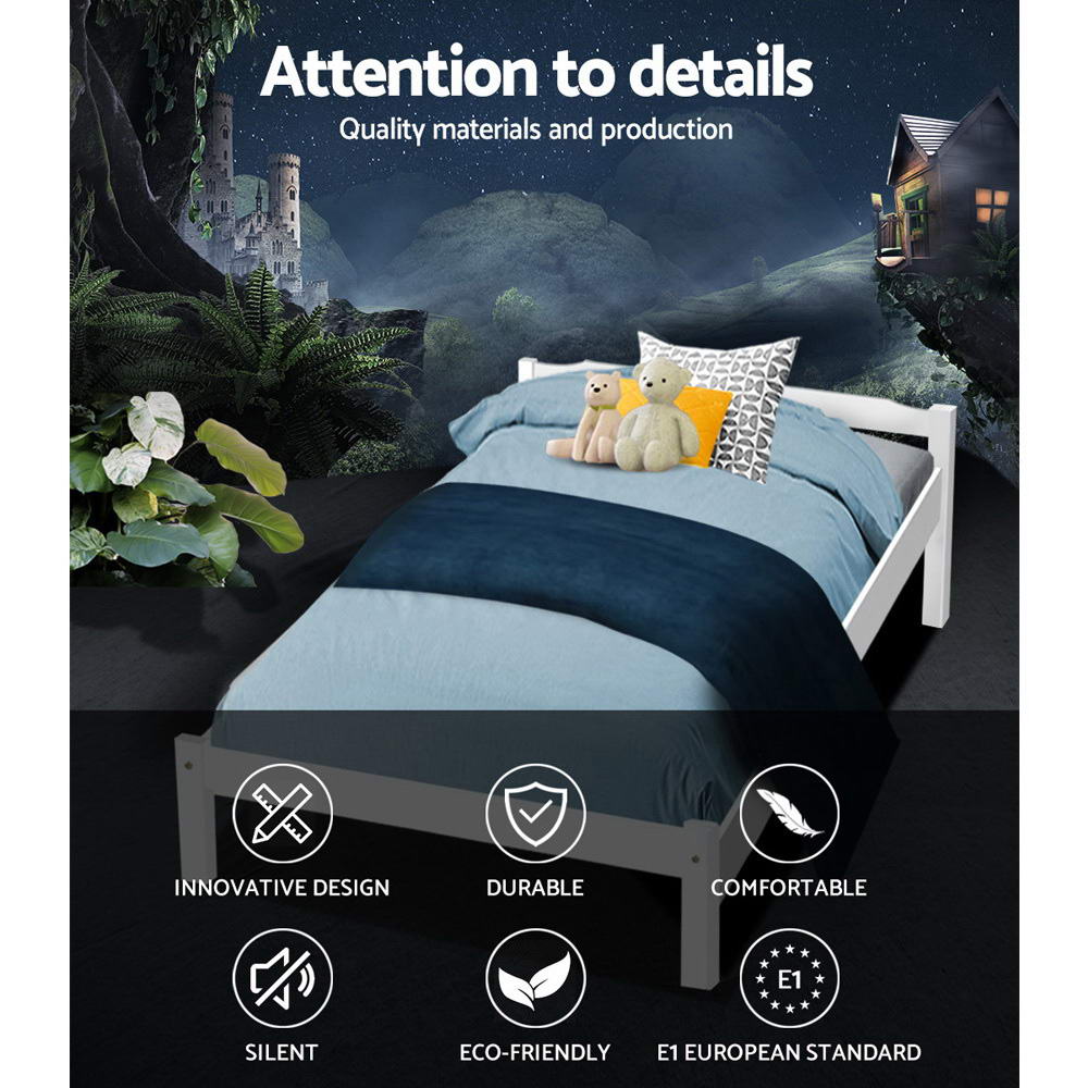 Lexi Pine Bed Frame — Single, White
