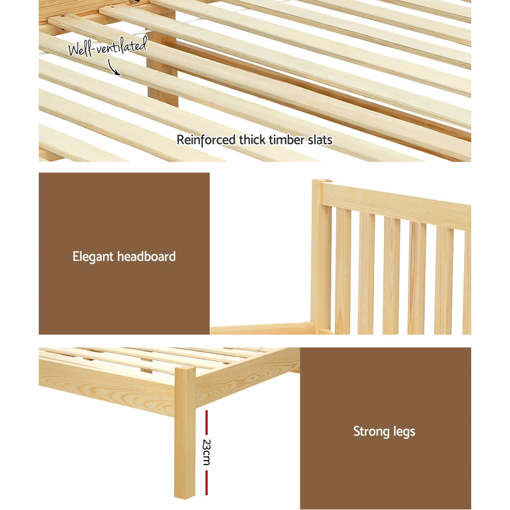 Sofie Oak Timber Bed Frame — Single