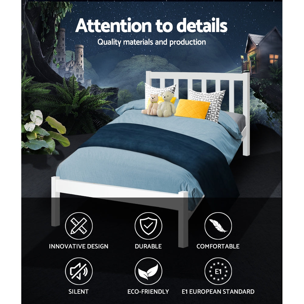 Sofie Timber Bed Frame — Single, White
