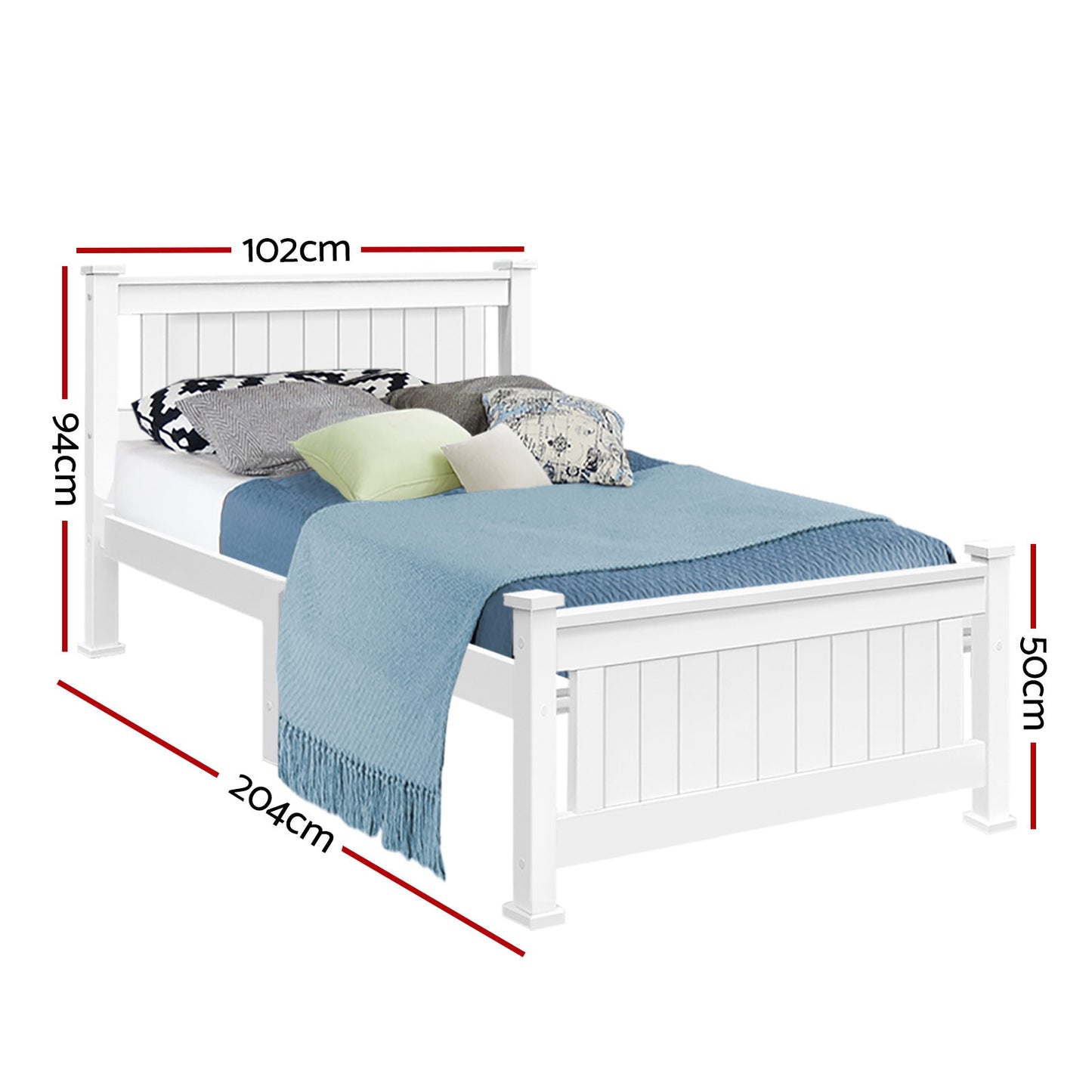 Rio Timber Bed Frame — Single, White