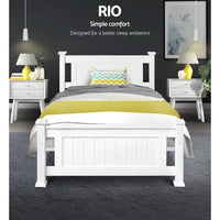 Rio Timber Bed Frame — Single, White