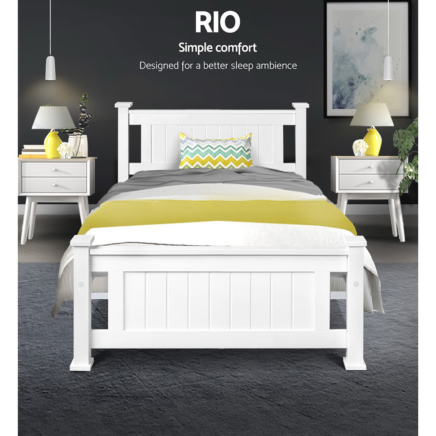 Rio Timber Bed Frame — Single, White