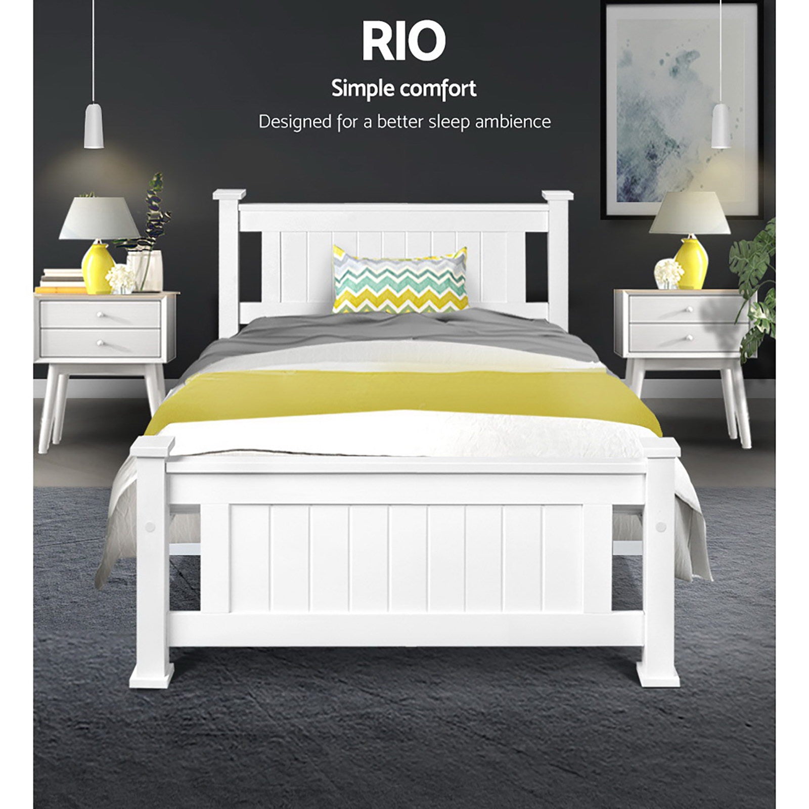 Rio Timber Bed Frame — Single, White