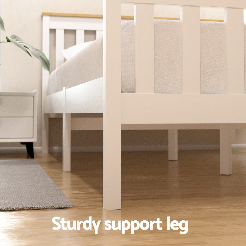 Pony Wooden Storage Bed Frame — Single, White