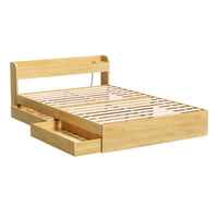 Aura LED Bed Frame with Charging Ports & Storage — Double