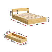 Aura LED Bed Frame with Charging Ports & Storage — Double