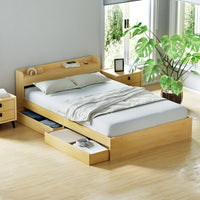 Aura LED Bed Frame with Charging Ports & Storage — Double