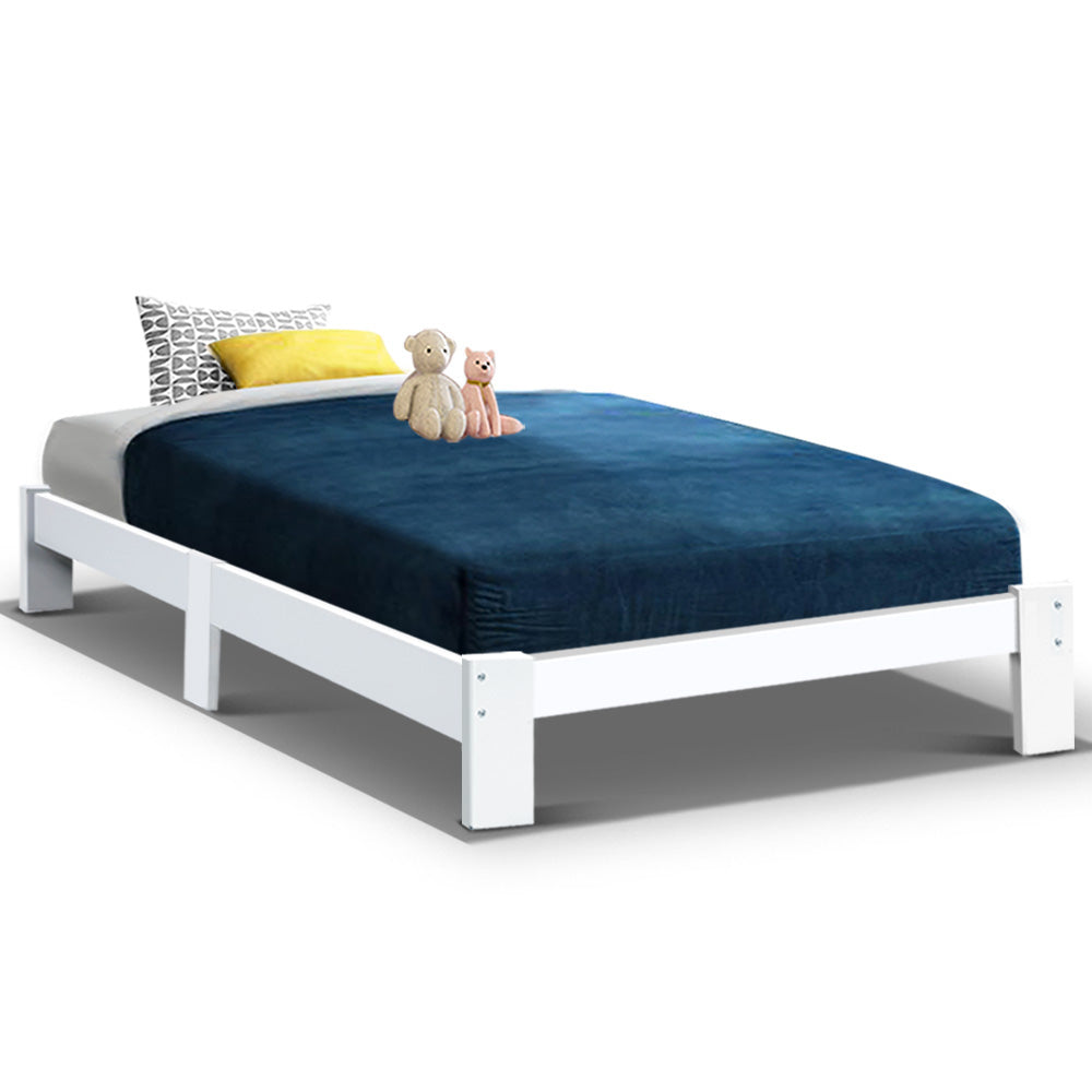 Jade Pine Bed Frame — Single, White