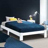 Jade Pine Bed Frame — Single, White