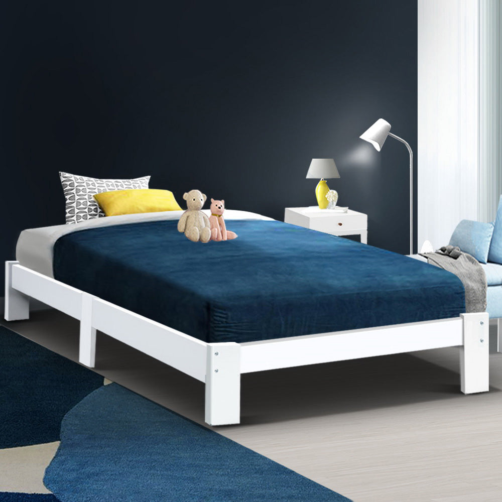 Jade Pine Bed Frame — Single, White