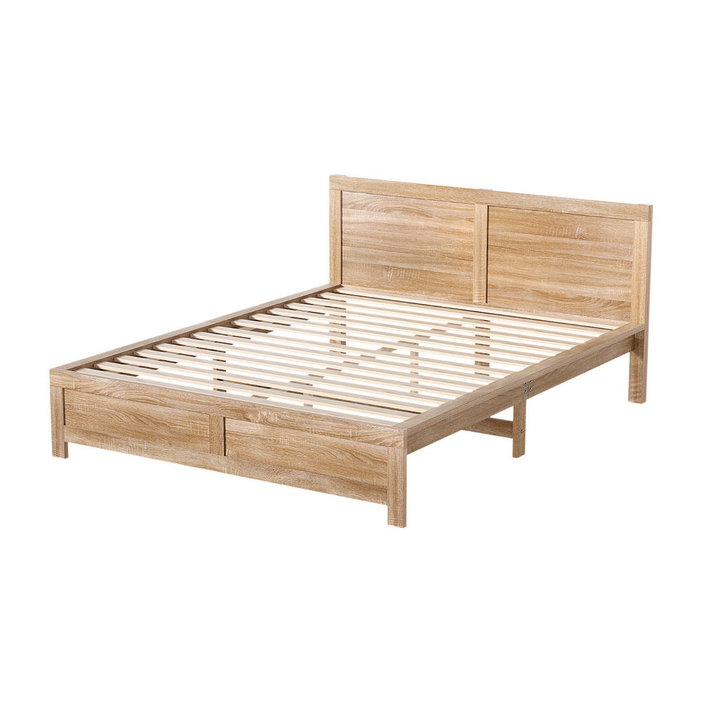 Oatmeal Acacia Wood Bed Frame — Double