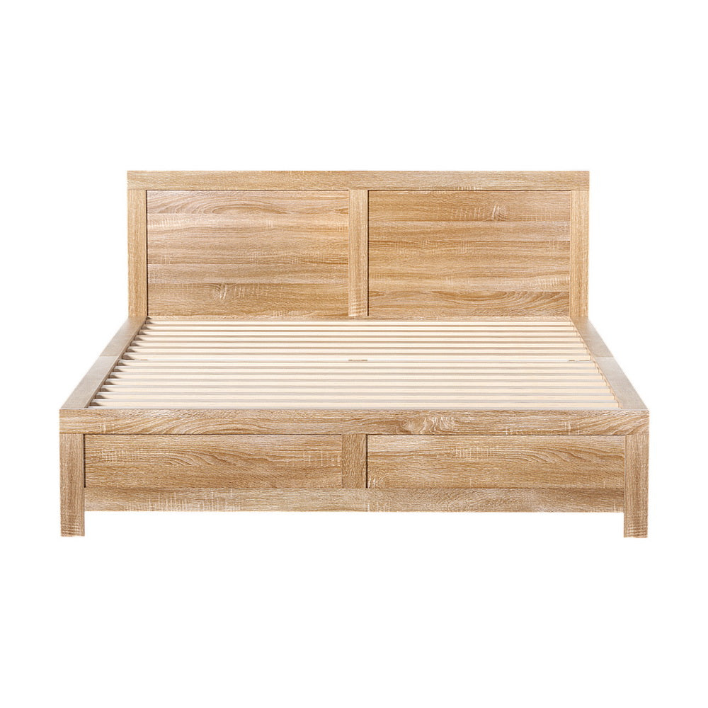 Oatmeal Acacia Wood Bed Frame — Double